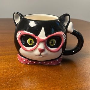 Ceramic Cat Mug with glasses